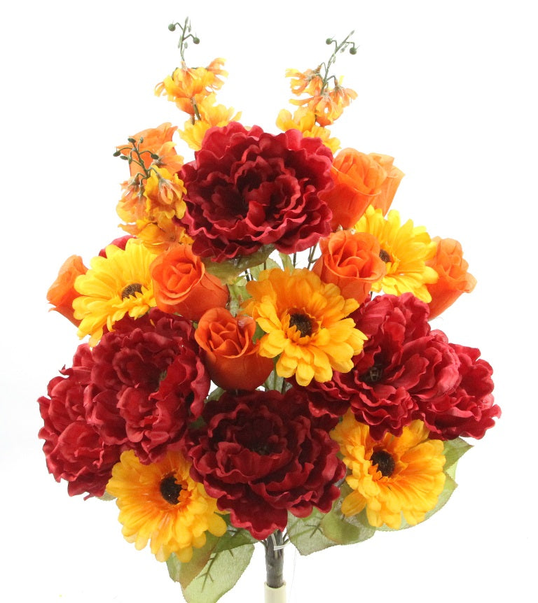 Burgundy, Gold & Orange Fall Floral Mix Bush