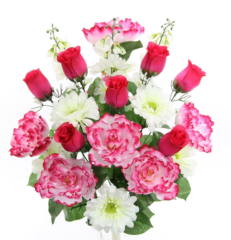 Bright Pink & White Floral Mix Bush