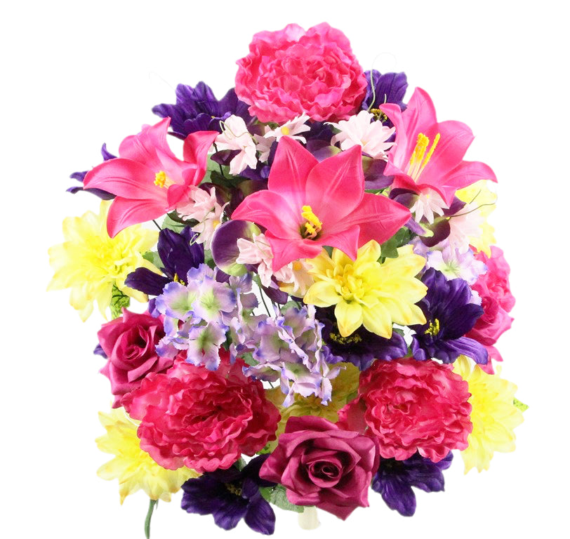 Bright Pink, Purple, & Yellow Spring Floral Mix Bush