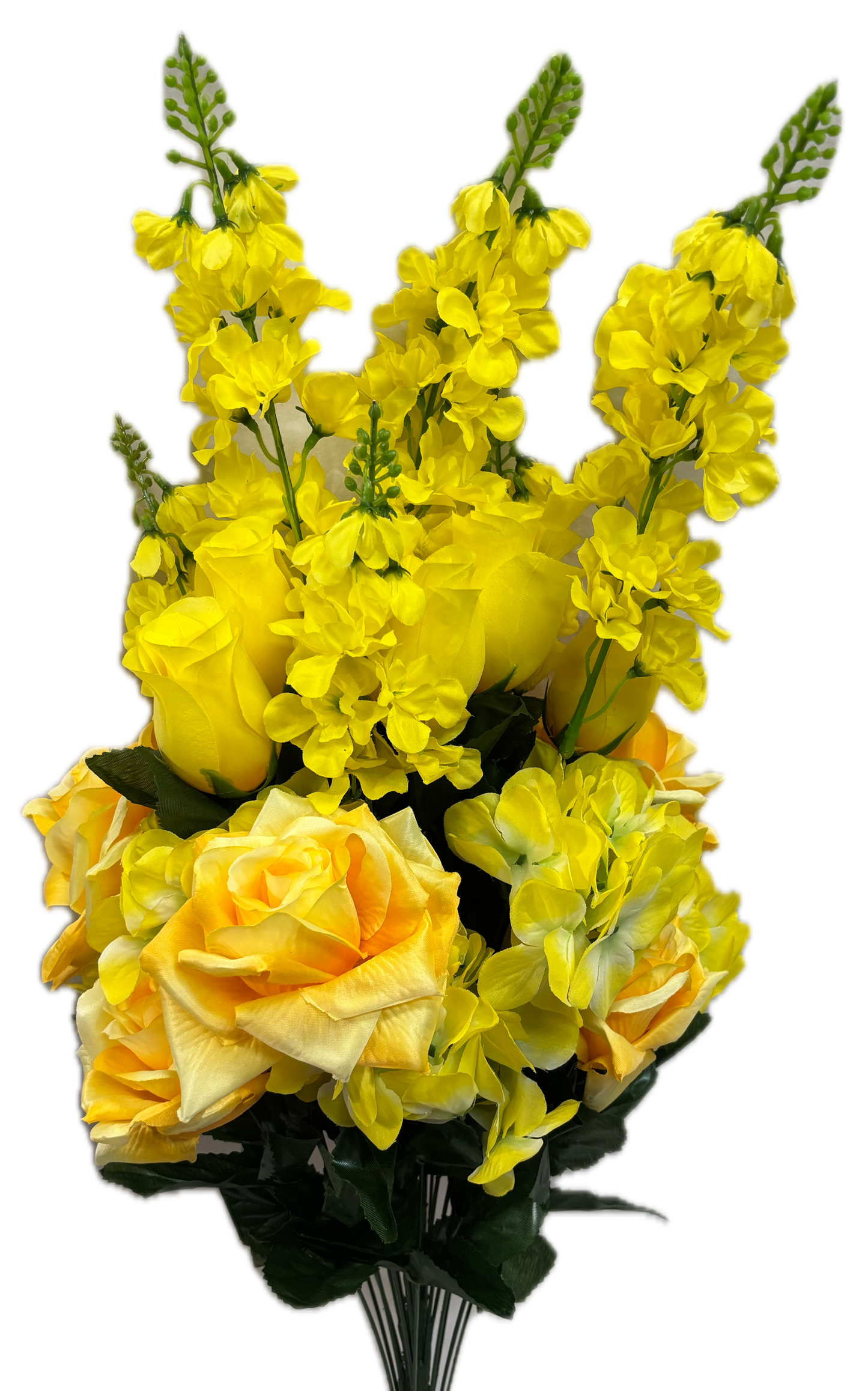Yellow Rose and Hydrangea Bush