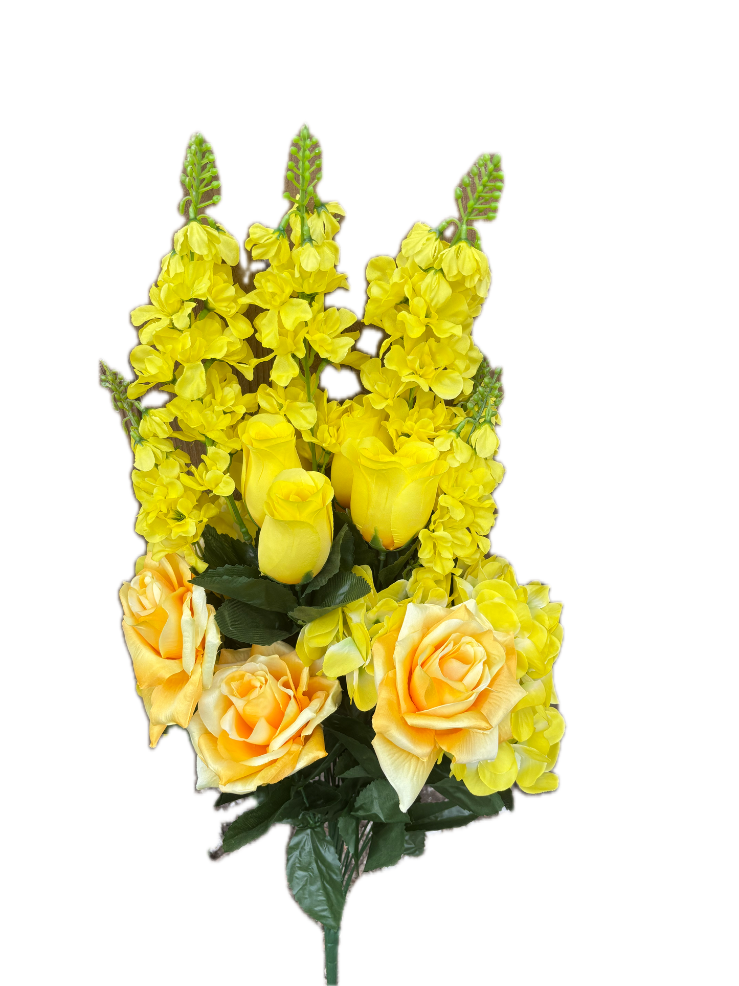 Yellow Rose and Hydrangea Bush