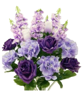 Purple Rose & Hydrangea Bush