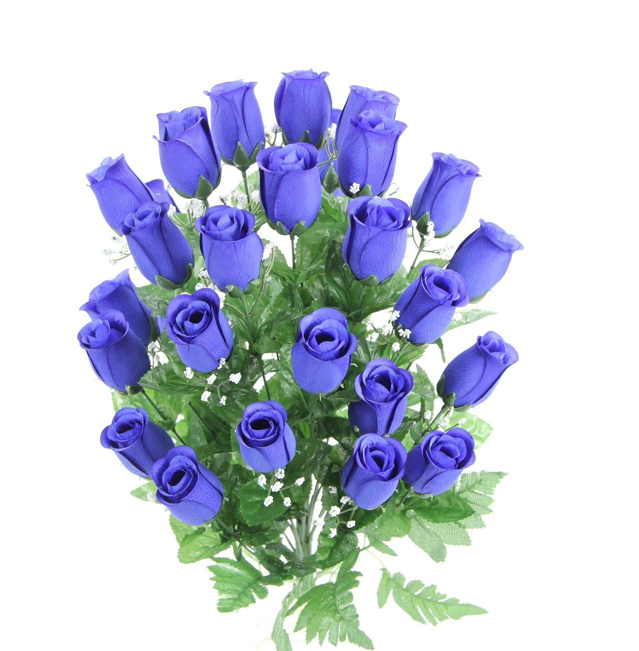 Premium Blue Silk Rosebud Bush
