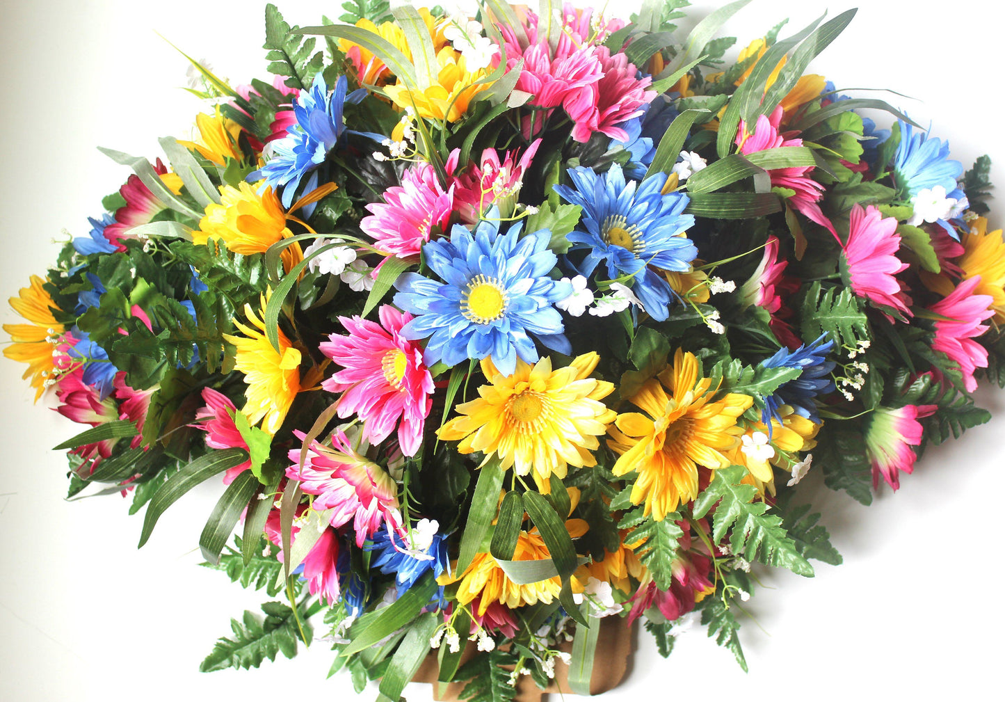 Large Gerber Daisy Headstone Spray - Yellow Mix