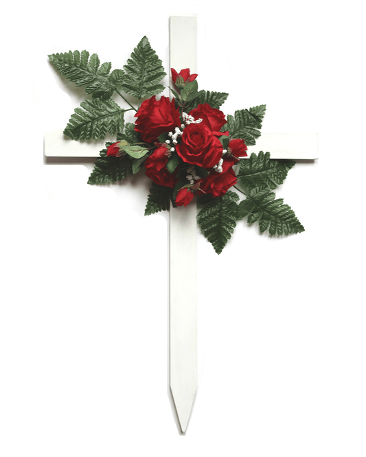 Red Rose Floral Cross