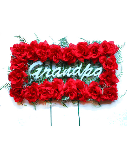 Red GRANDPA Floral Pillow