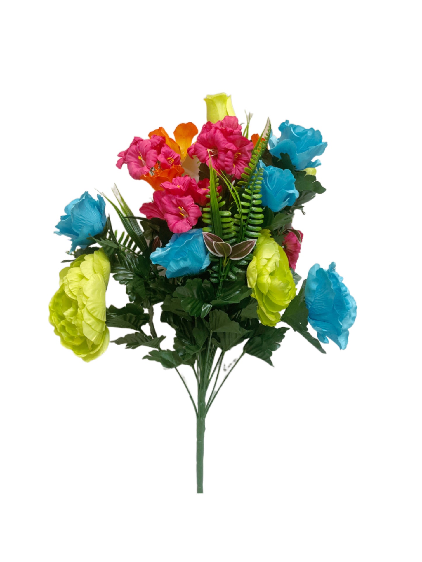 Turquoise, Pink, Green Floral Mix Bush