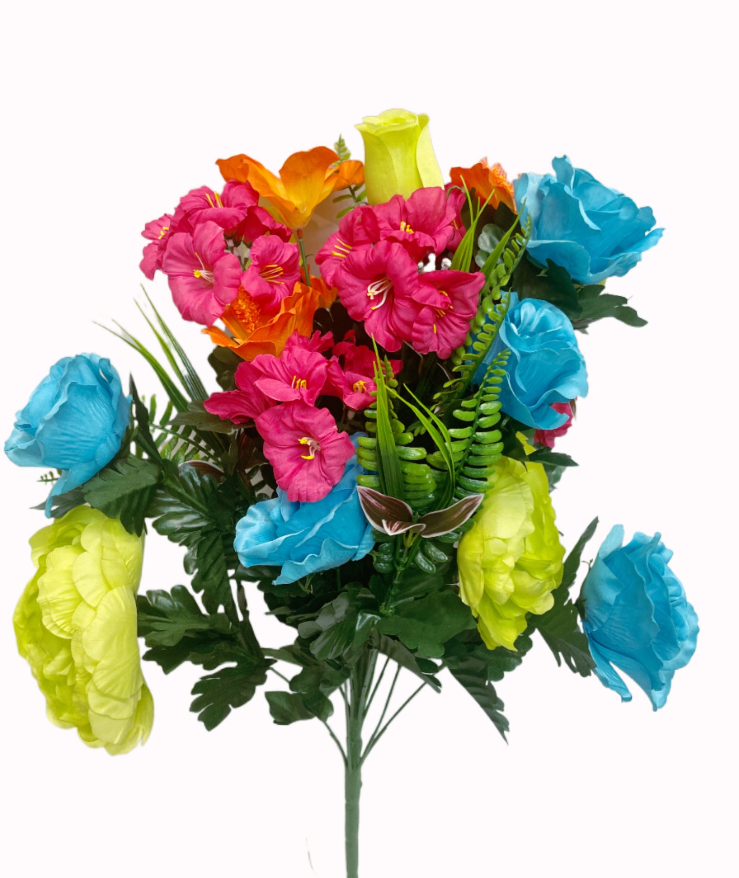 Turquoise, Pink, Green Floral Mix Bush
