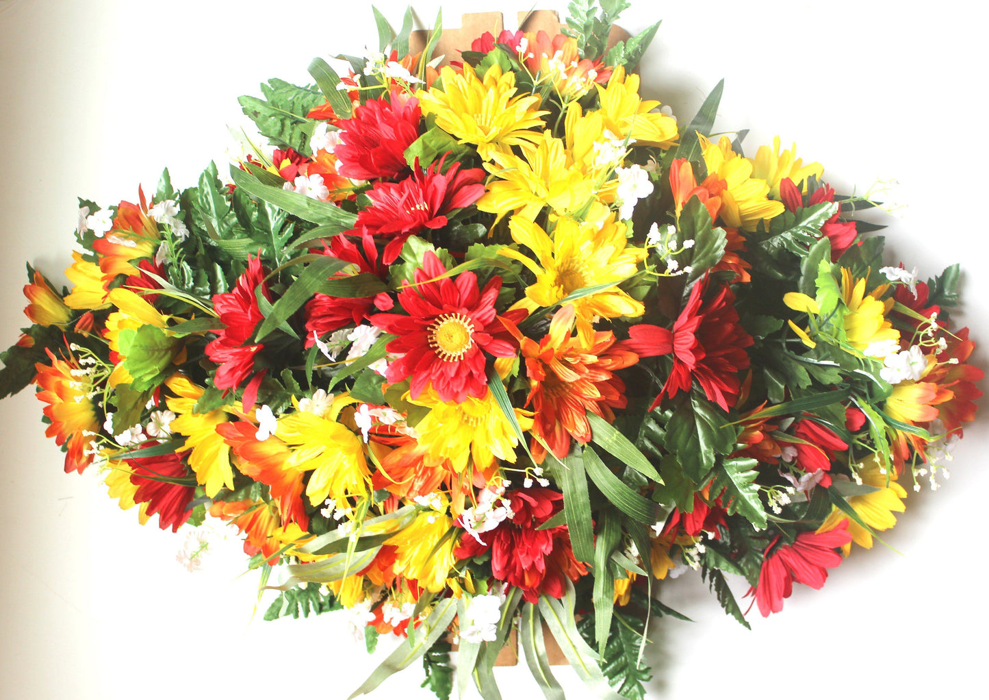 Large Gerber Daisy Headstone Spray -Fall Mix