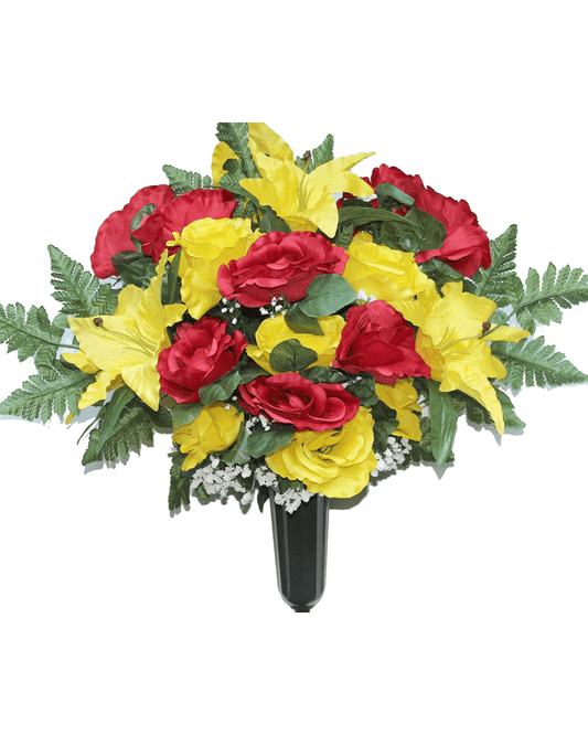 Red & Yellow Rose Mix FORWARD-FACING Vase