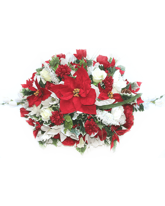 Large Red & White Poinsettia Christmas Mix Spray