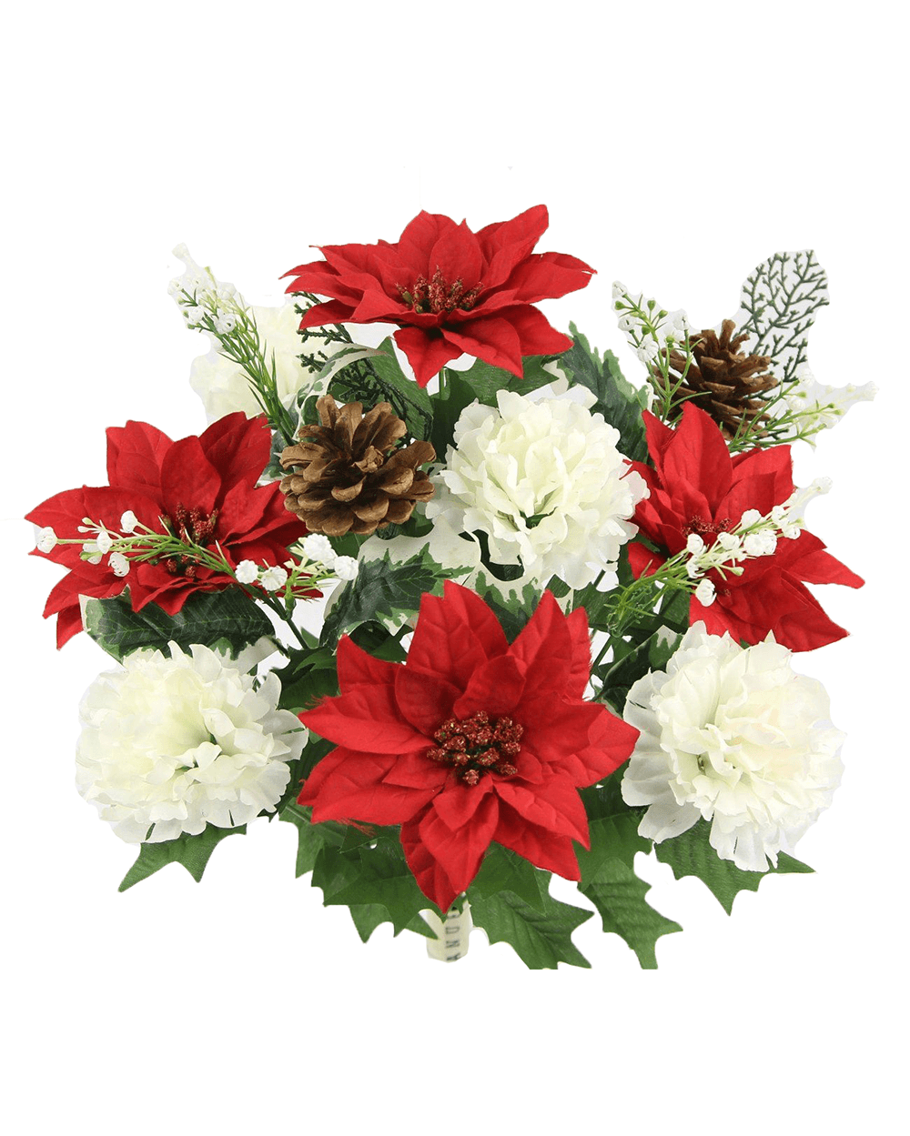 Red & White Poinsettia Carnation Christmas Floral Bush