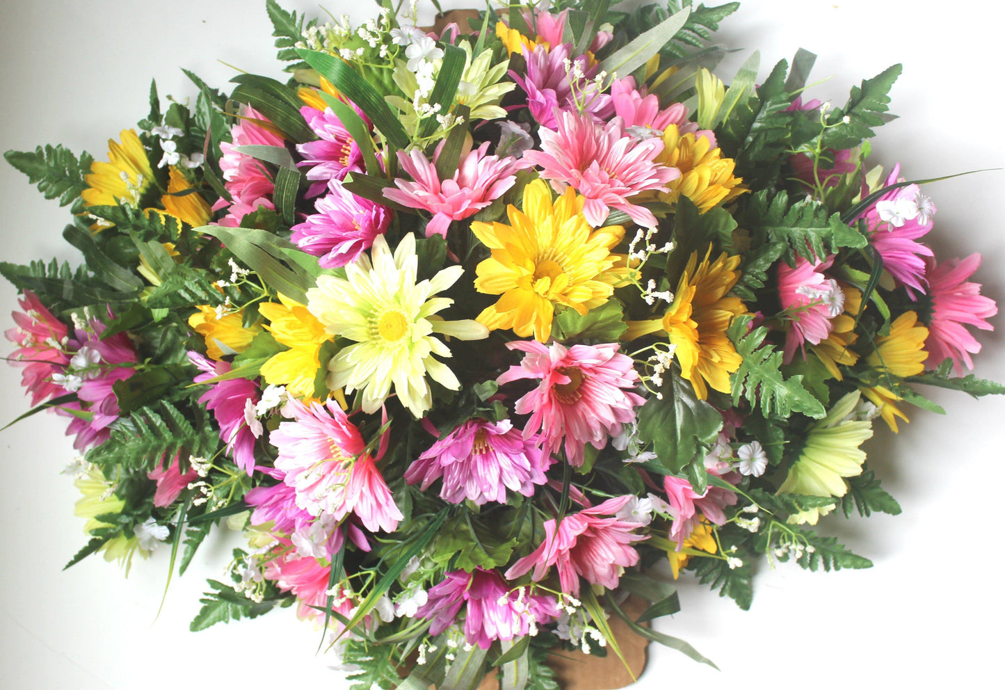 Large Gerber Daisy Headstone Spray - Pink Mix