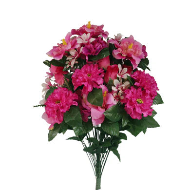 Pink Hibiscus and Zinnia Bush