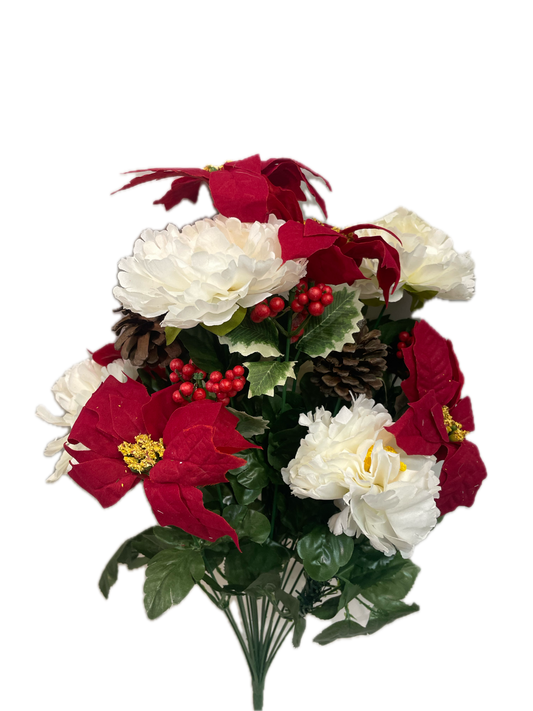 Poinsettia & Peony Christmas Mixed Bush