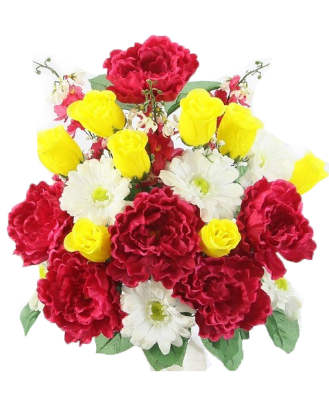 Bright Pink, Yellow & White Floral Mix Bush