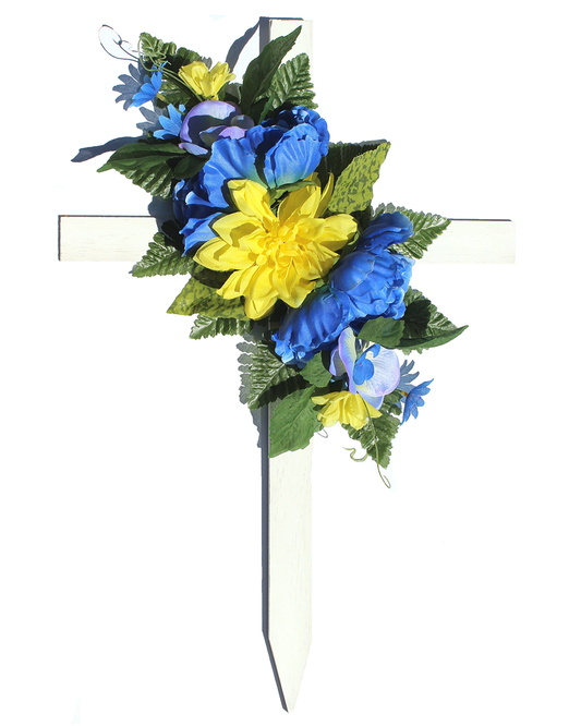 Yellow & Blue Spring Floral Mix Cross