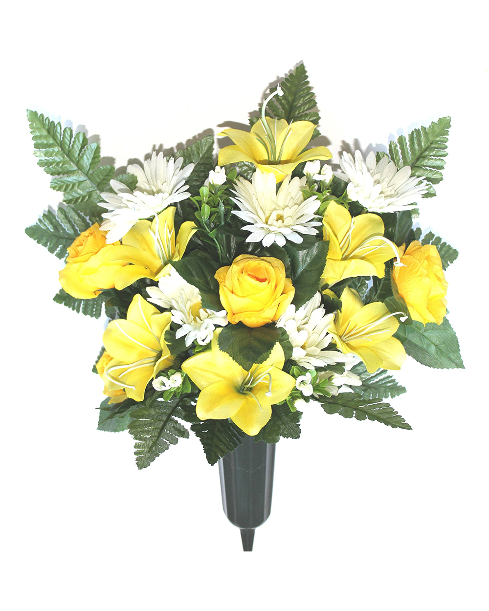 Yellow & White Rose Mix FULL Vase