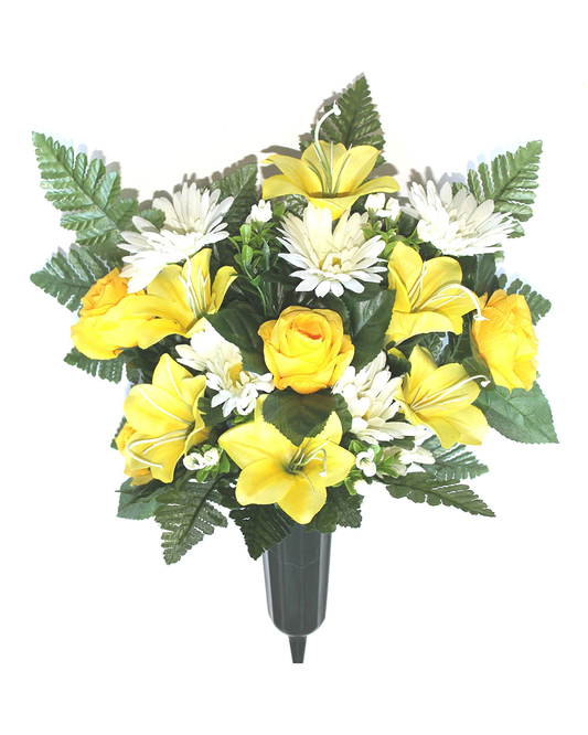 Yellow & White Rose Mix FORWARD-FACING Vase