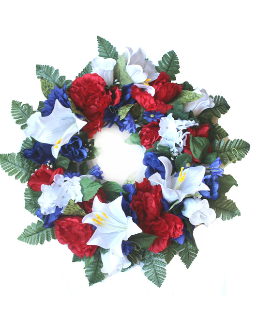 Red, White, & Blue Floral Mix 14" Wreath