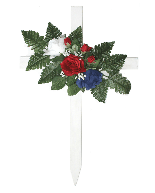 Red, White & Blue Rose Floral Cross