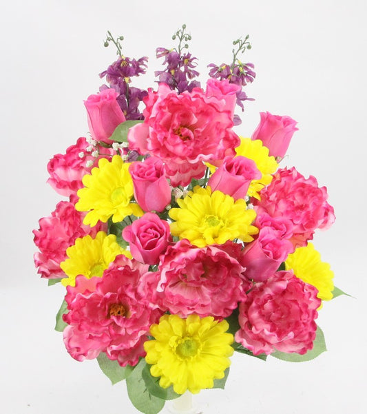 Pink, Yellow & Purple Floral Mix Bush