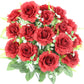 Premium 18 Red Roses with Babies Breath Silk Bush