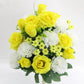 Premium Rose Peony and Daisy Yellow/White Silk Bush