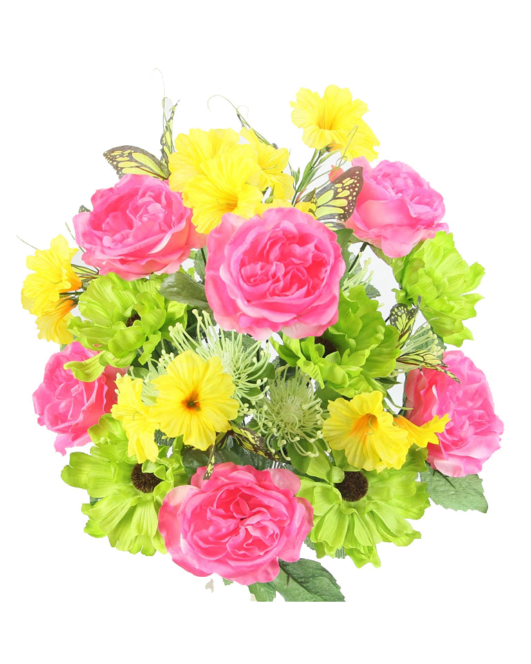 Pink, Yellow, & Kiwi Floral Mix with Butterflies Bush