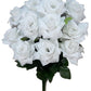 Premium 9 Very Full Rose Flowers White Bush