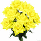 Premium 9 Very Full Rose Flowers Yellow Bush