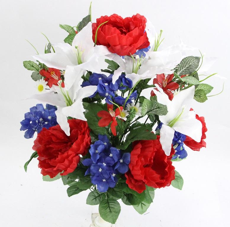 Peony, Lily, and Hydrangeas Patriotic Mixed Bush