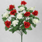 Premium Miniature Red and White Rose Silk Bush