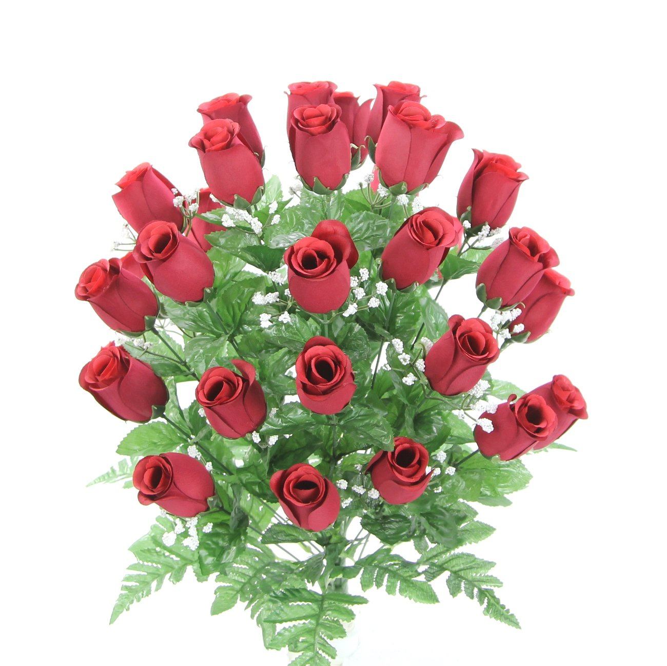 Premium Dark Red Silk Rosebud Bush