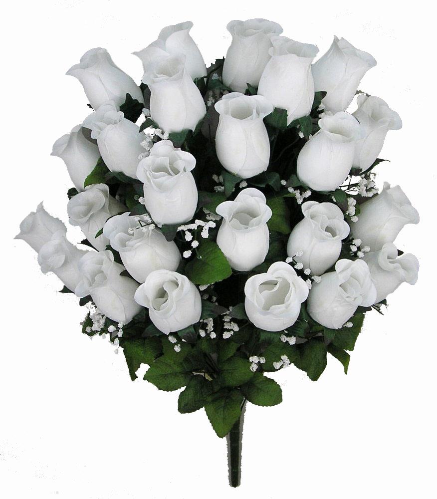 Premium White Silk Rosebud Bush