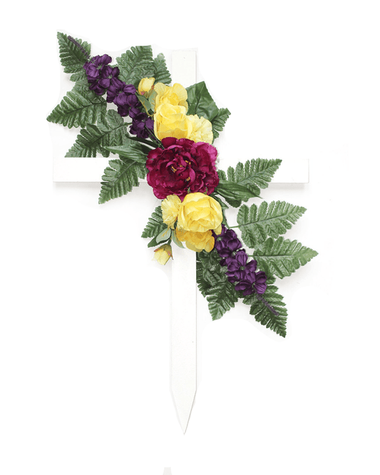 Purple & Yellow Fall Floral Mix Cross