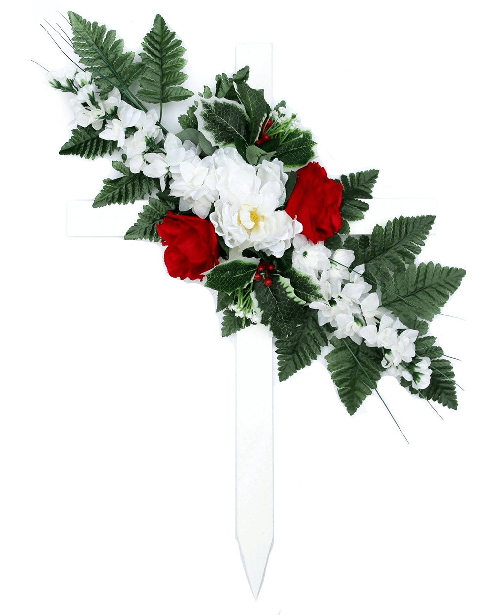 Red & White Christmas Floral Mix Cross