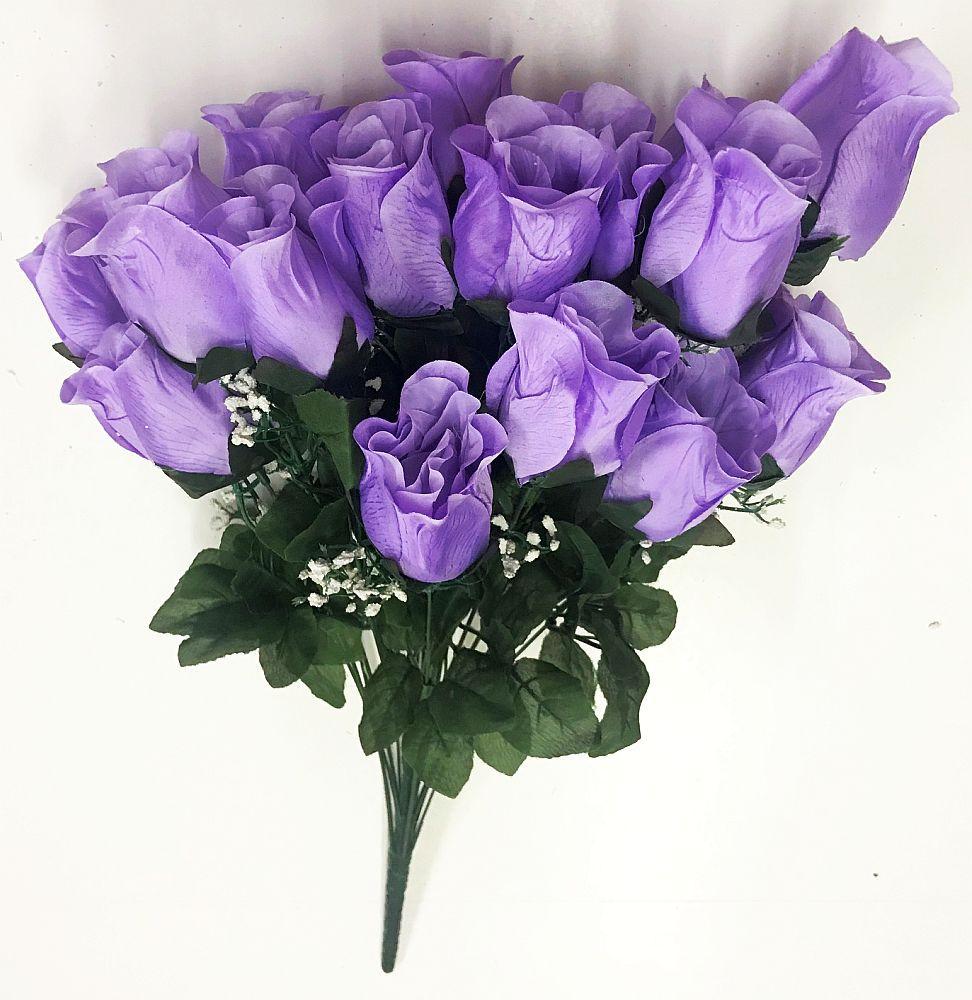 Premium Violet Red Silk Rosebud Bush - 5 Colors Available