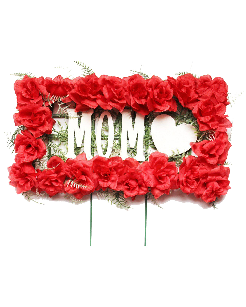 Red MOM with Heart Floral Pillow