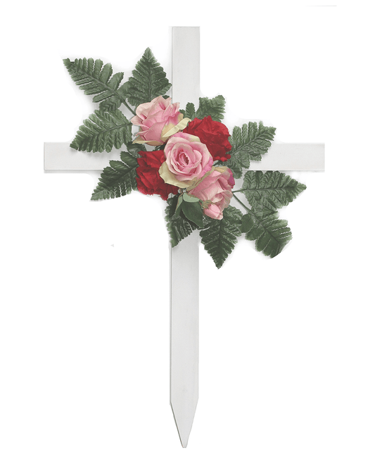 Red & Pink Rose Floral Cross