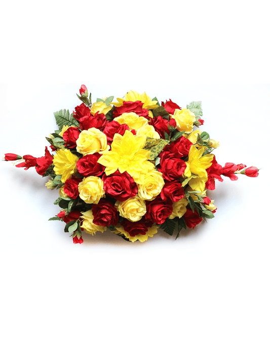 Large Yellow & Red Rose Floral Spray