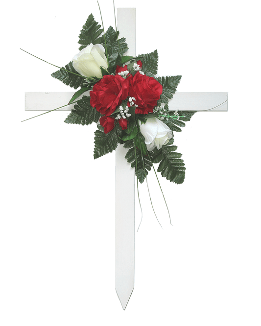 Red & White Rose Floral Cross