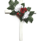Red & White Rose Wood Cross