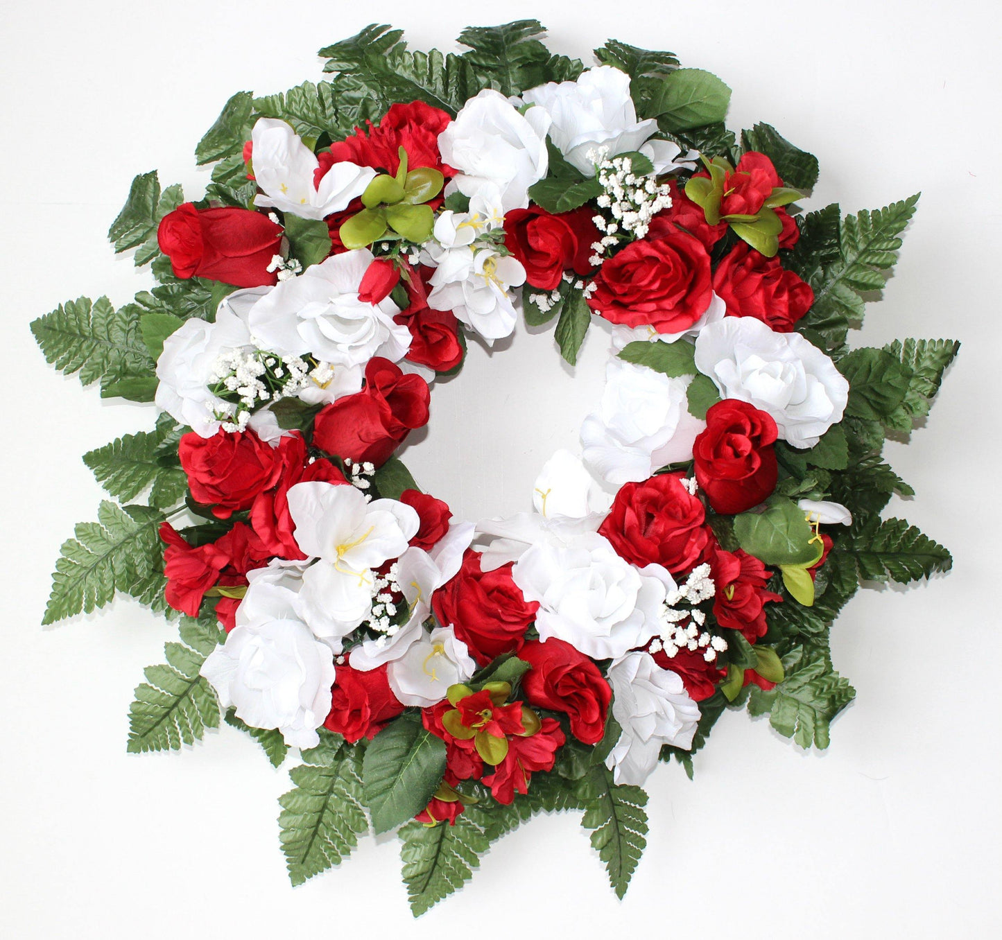 Premium Exclusive - 18 inch Wreath with Red and White Roses