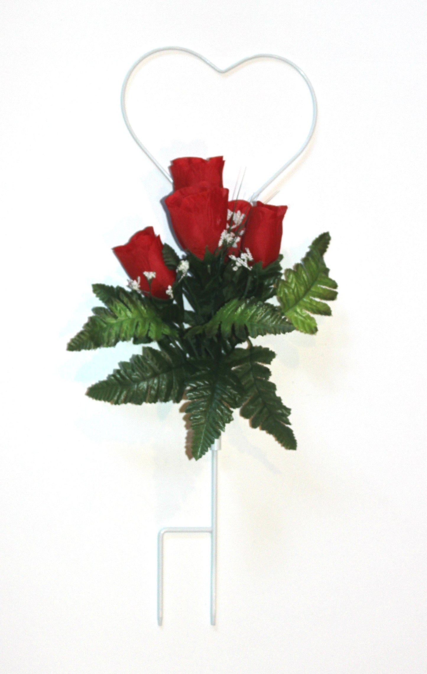 Heart Wire Stand - Red Rose