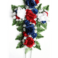 Wreath Cross Pillow - Red, White, and Blue- 12 Inch