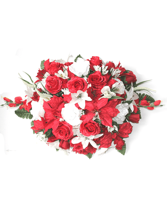 Large Red Rose & Poinsettia Christmas Mix Spray