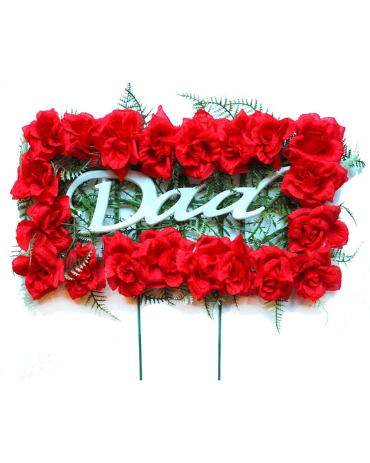 Red DAD Floral Pillow