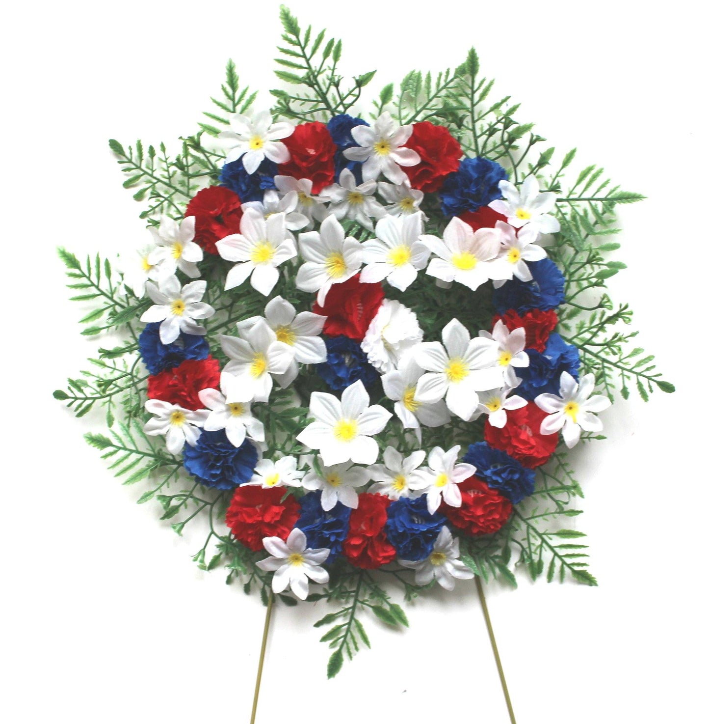 Wreath Pillow - Red, White, and blue - 12 Inch