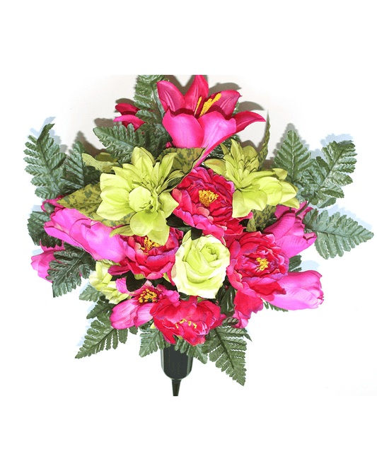Pink & Kiwi Green Spring Mix FORWARD-FACING Vase